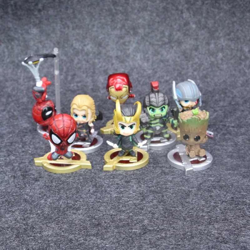 

8pcs/set COSBABY Marvel Avengers Infinity War Cute Spiderman Ironman Loki Thor Hulk Guardians of the Galaxy Figure Toys