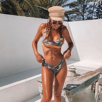 

2018 New Bikini Women Camouflage Print Sexy Two Piece Swimwear Set Swimsuit Beachwear Push Up Brazilian Bathing Suit Biquinis