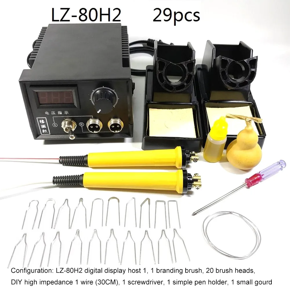 

Pyrography Machine Digital Temperature Control Pyrography Pen Leather Wood Heating Solder Tip Gourd Bamboo Craft Tool Set