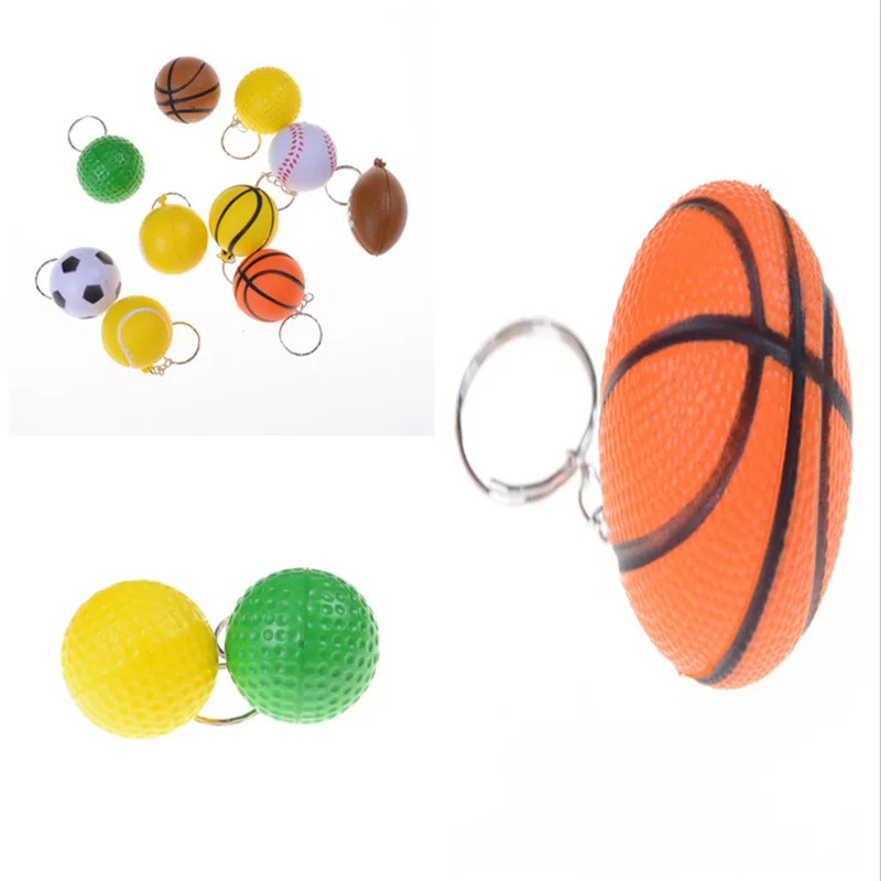 

1Pc Soccer Volleyball Basketball Tennis Keychain keychain key ring pendant creative toy Kids collection Model Figure