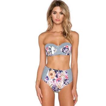 

Europe and the United States new tightly gathered bikini swimsuit sexy print high waist split lady Agent Provocateur swimwe