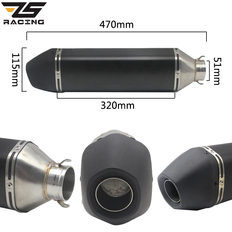 

ZS Racing 51mm Universal Akrapovic Motorcycle Exhaust Pipe Muffler For CRF250L KTM350 EXC-F SX-F KTM 690 ENDURO