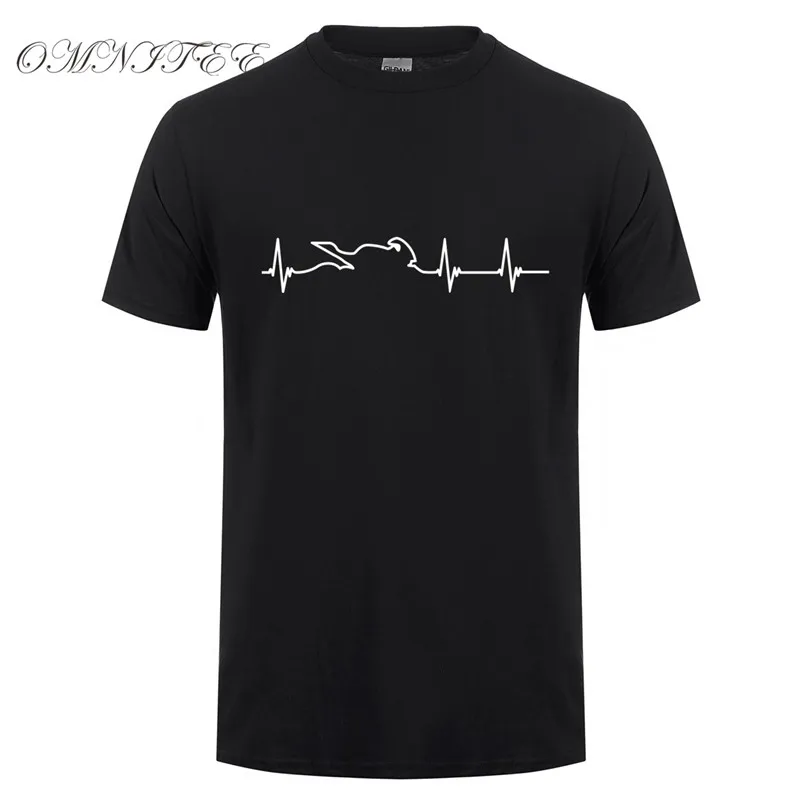 

Omnitee New Summer Motor T Shirt Men Short Sleeve Cotton Motorbike Heartbeat T-shirts Mens Clothing Camisetas Shirt OT-738