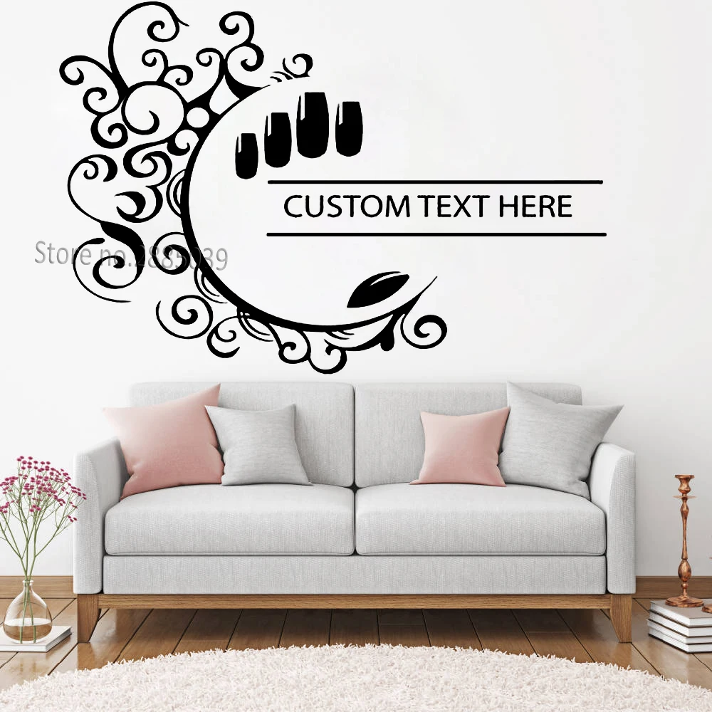 Custom studio name Nail Salon Sign Decals Art Beauty Salon Logo Spa