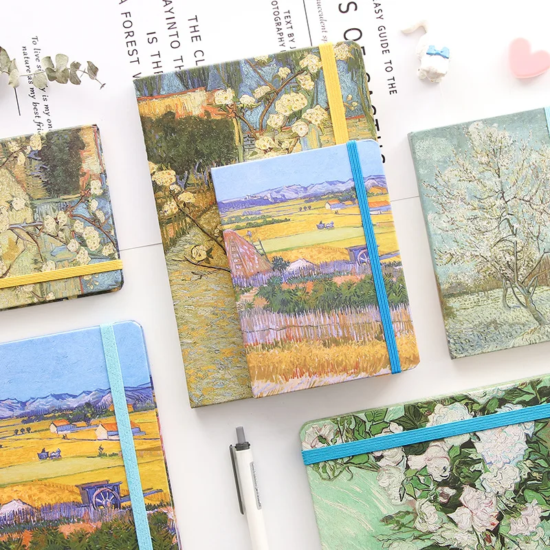 

Oil painting landscape creative hardcover copy hardcover notebook student stationery rubber band band hardcover notepad