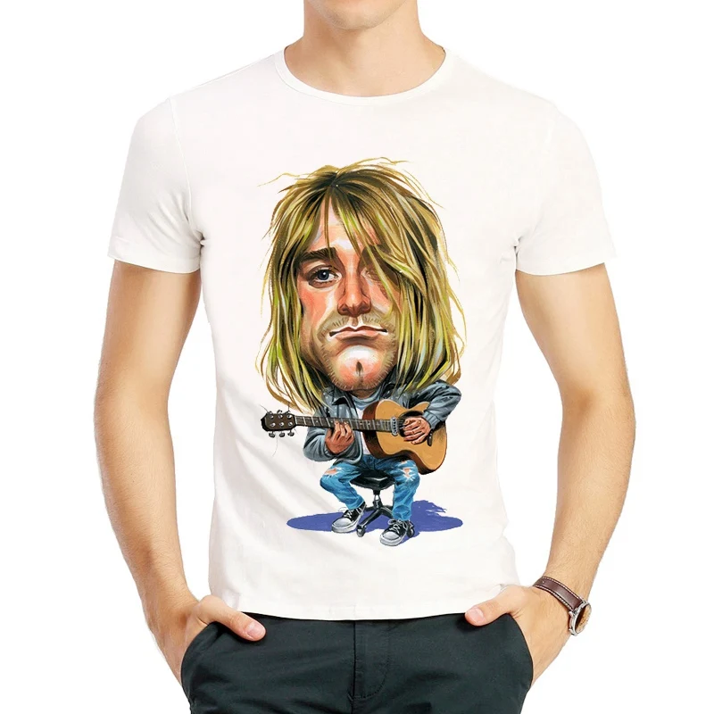 Kurt Cobain T Shirt Male Fashion Short Sleeve White Color