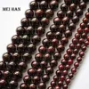 Meihan Genuine Natural Red Garnet  Smooth Round Loose stone beads for jewelry DIY making design wholesale 1