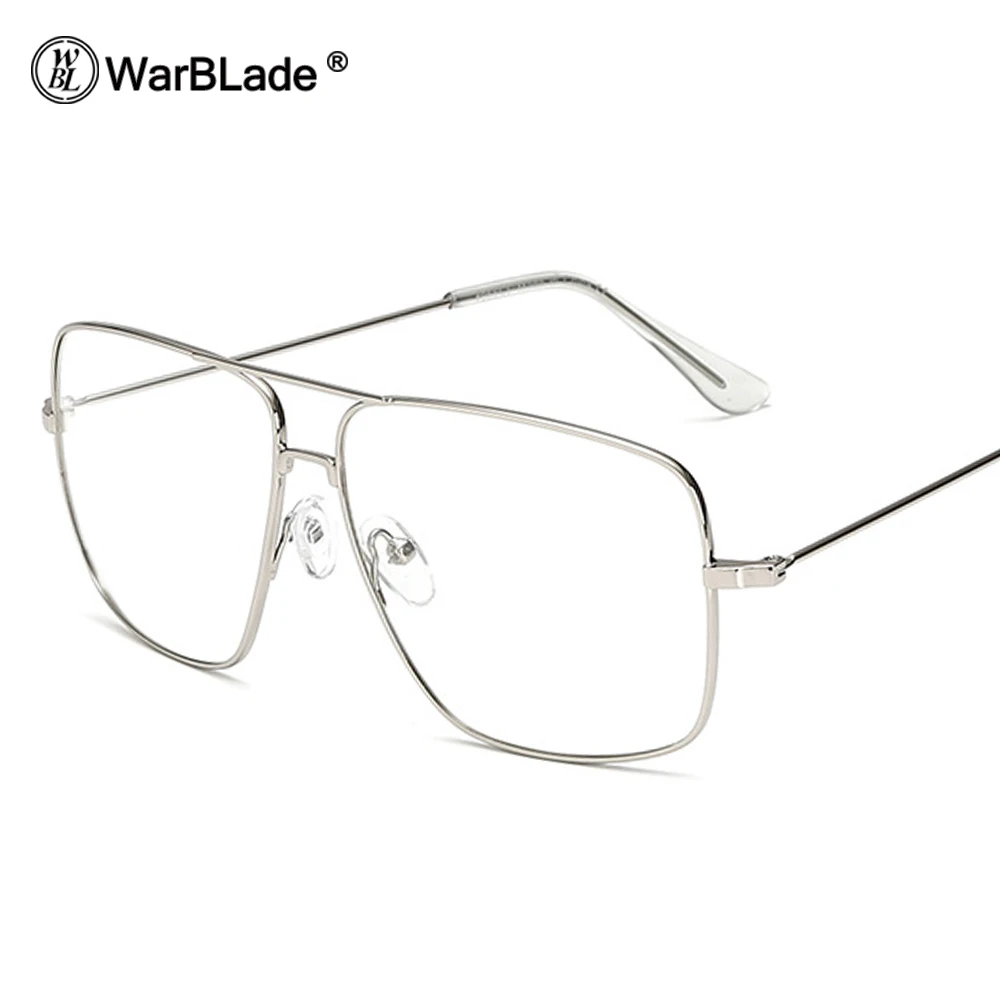 Роскошные женские квадратные очки, винтажные очки, оптическая оправа, Золотой Металл, унисекс, прозрачные Линзы для очков, очки, синий светильник, очки - Цвет оправы: silver
