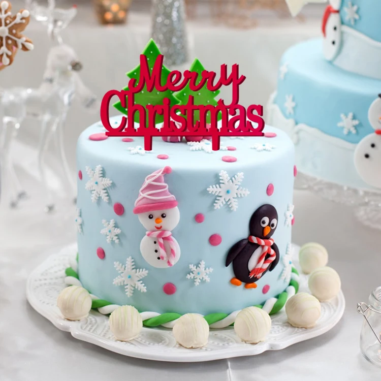 100pcs/lot Creative merry christmas design cake inserted card Cake Topper Party Cake Decorations