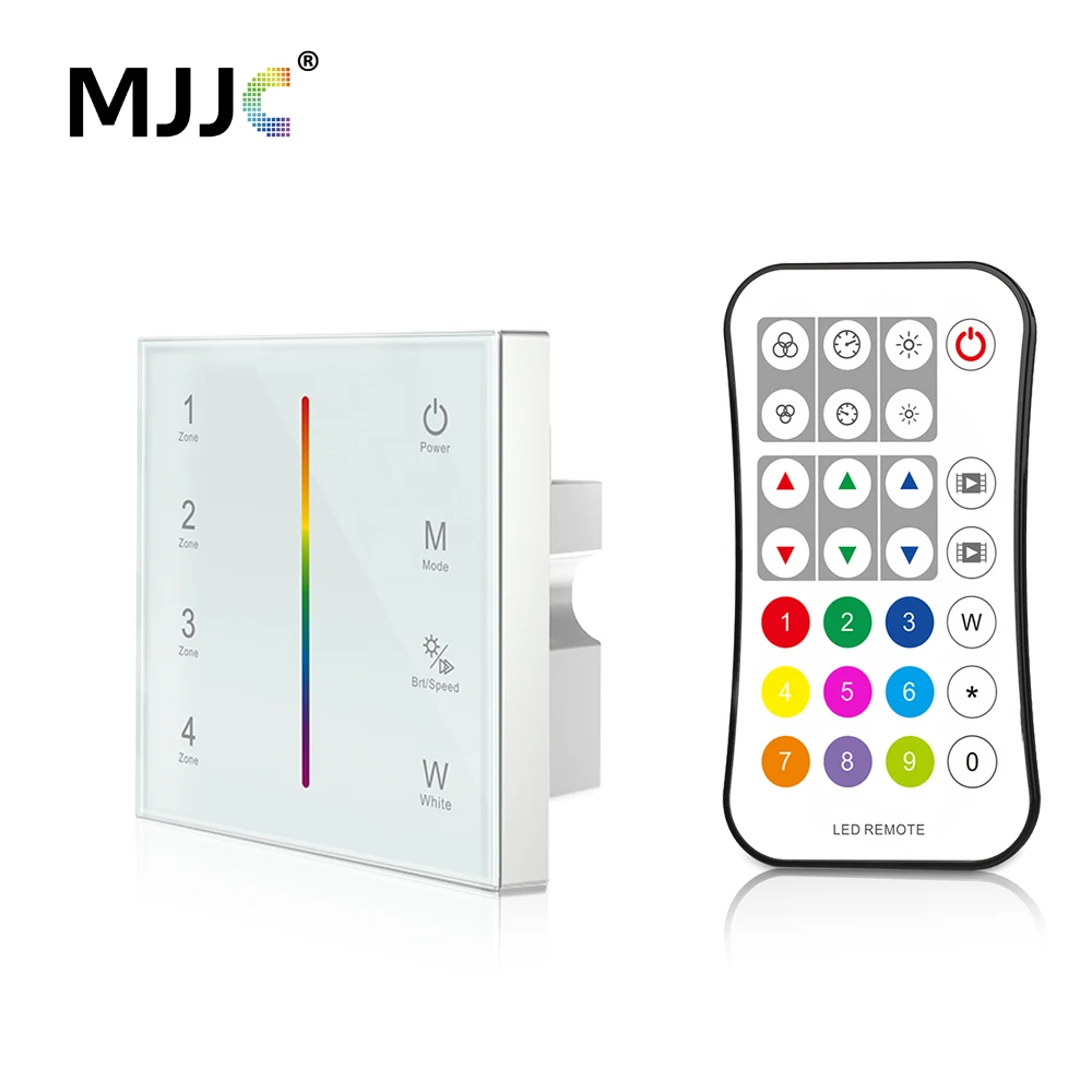 MJJC DMX Controller 512 4CH Zone RGBW DMX512 Master Control Wireless 2.4G RF Remote Wall Mounted