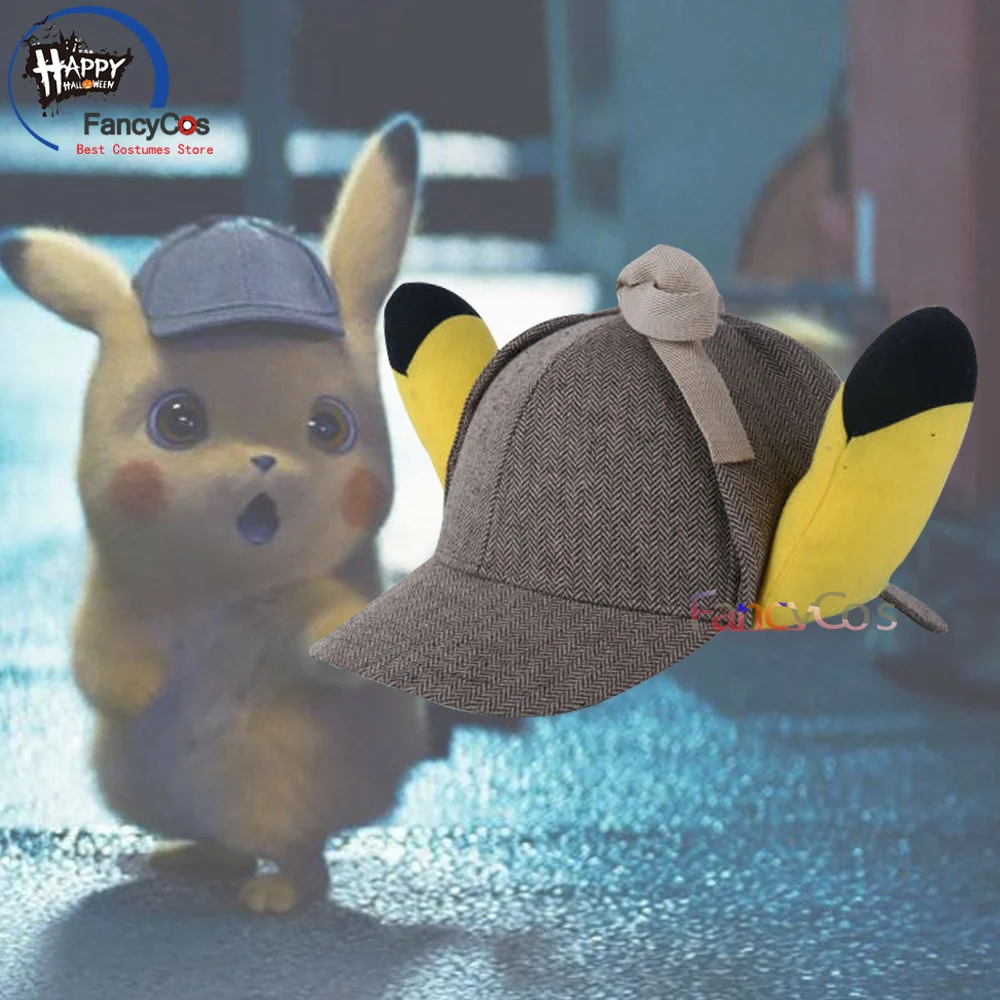 

Pokemon Detective Pikachu Pokemon Pikachu Cosplay Costume Detective cap Anime Movie Hobby