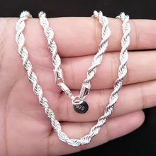 LJ& OMR 925 пробы Серебряное ожерелье, модное серебряное ювелирное изделие цепочка 4 мм мужское ожерелье 16 18 20 22 24"