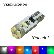 10 шт., T5 3020 1206 3014 5SMD Canbus, без ошибок, клиновидный Автомобильный светодиодный светильник, лампа для салона приборной панели, 7 цветов