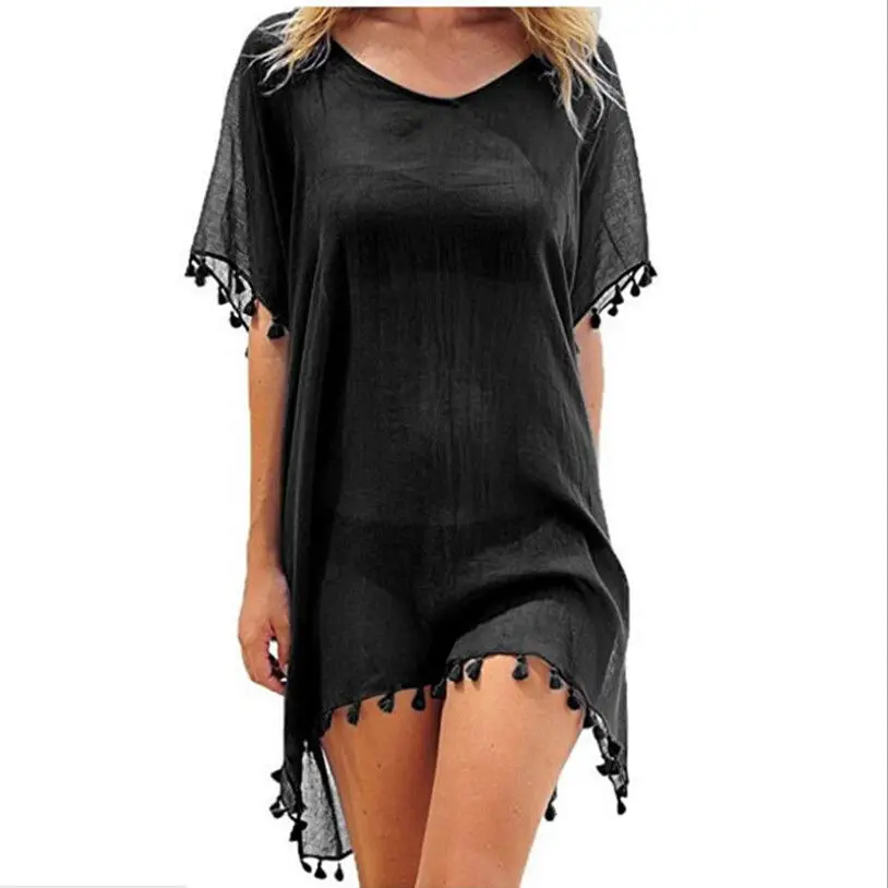 

Womens Summer Swimwear Bikini Beach Wear Cover Up Ladies Loose tassel Mini