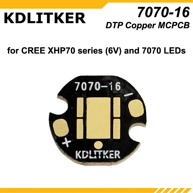 Kdlitker 7070-16/7070-20 печатные платы с прямым отводом тепла(DTP Медь MCPCB для Cree XHP70 S2eries(6 V)/7070 светодиодов(5 шт