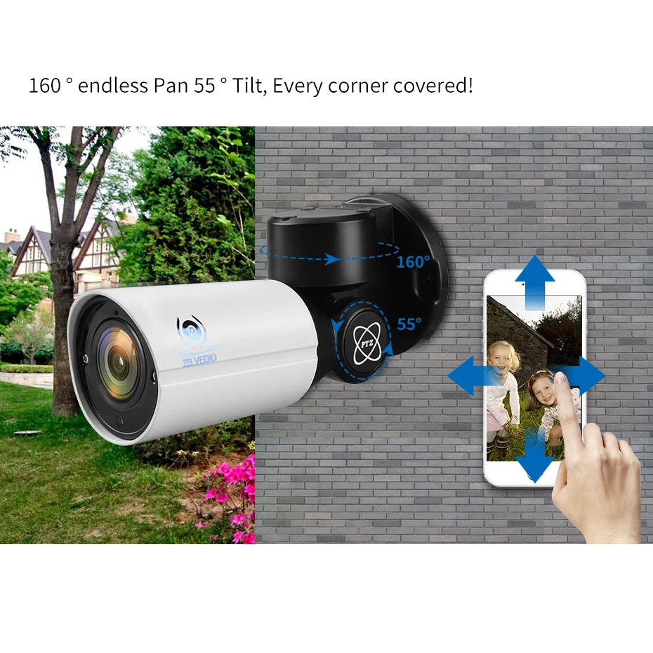 ZSVEDIO наблюдения 8CH H.265 PTZ 5.0MP POE 4X зум NVR комплект видеонаблюдения Системы IP Камера