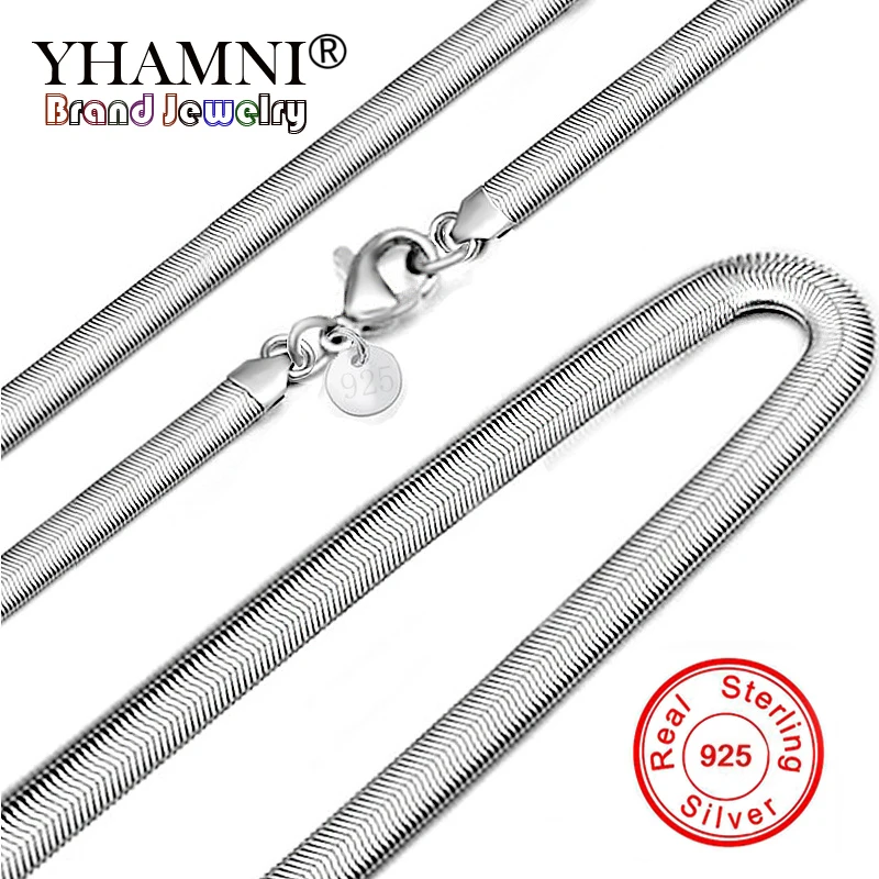 

YHAMNI Original 100% 925 Sterling Silver Soft Snake Bone Necklace For Women Smooth Chain Necklace Women Gift Wedding Jewelry 193