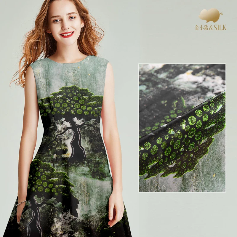 

140cm digital printing silk organza satin fabric 12mm smooth and delicate shirt dress silk fabric wholesale silk cloth