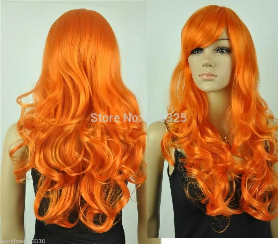 БЕСПЛАТНАЯ ДОСТАВКА&gt **** ^ СВОБОДНОЕ P &amp P&gt cNEW orange длинными вьющимися парик