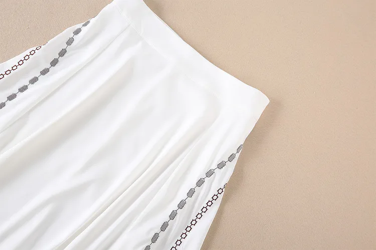 Высокое качество, облегающие Женские костюмы Виктории Бекхэм, Женская белая рубашка+ принт, миди, а-силуэт, белая юбка, костюм, повседневный комплект из 2 предметов