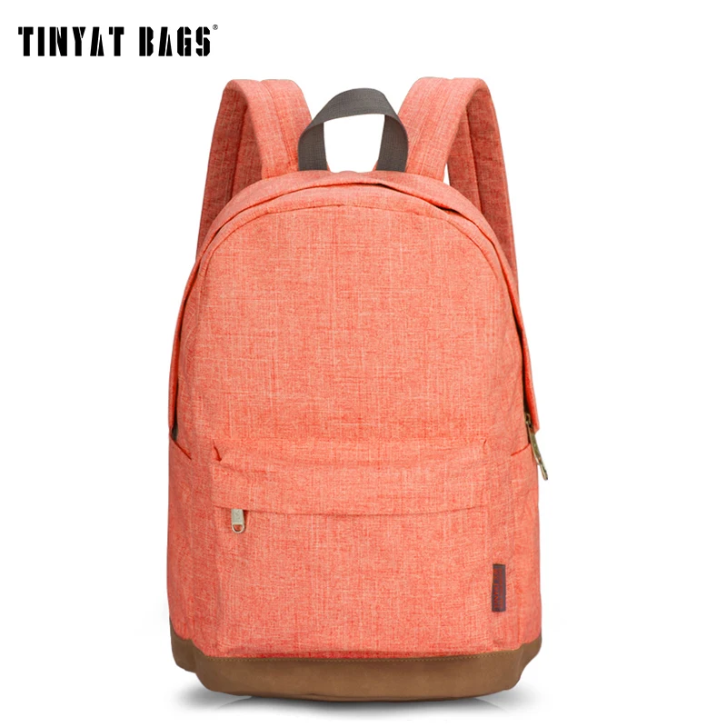 TINYAT Girl Women Backpack Canvas School backpack for teenages Casual Rucksacks for girls Student Backpack Canvas Bag 101 orange