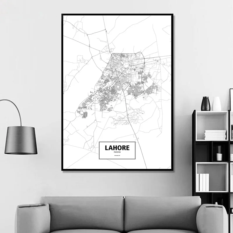 Lahore Пакистан черно белый индивидуальный фотопостер печать на холсте настенное