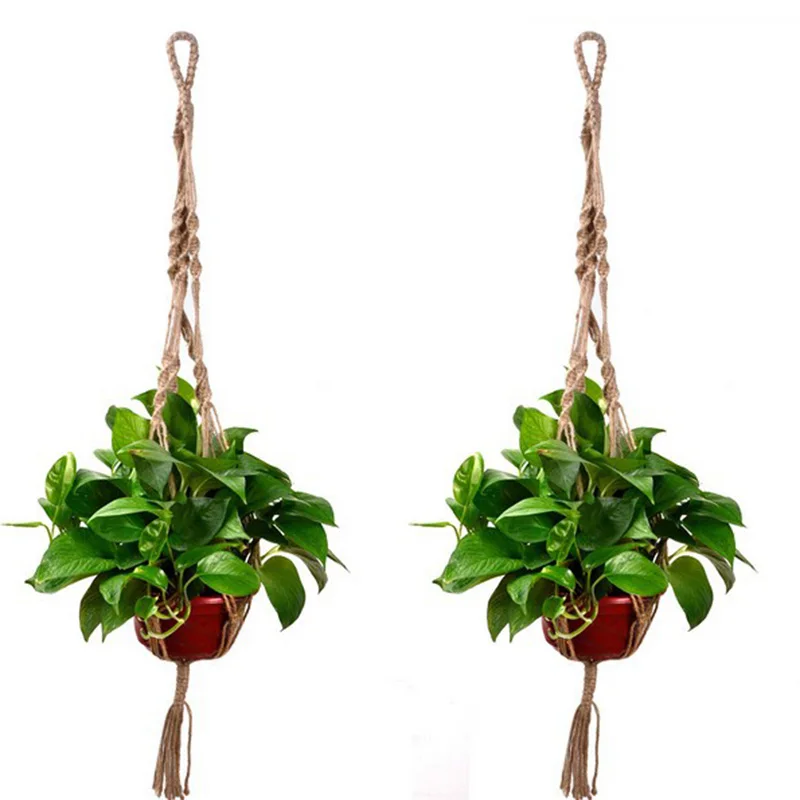 

75cm Handcrafted Braided Macrame Jute Hanging Rope Flower Pot Holder Plant Hange