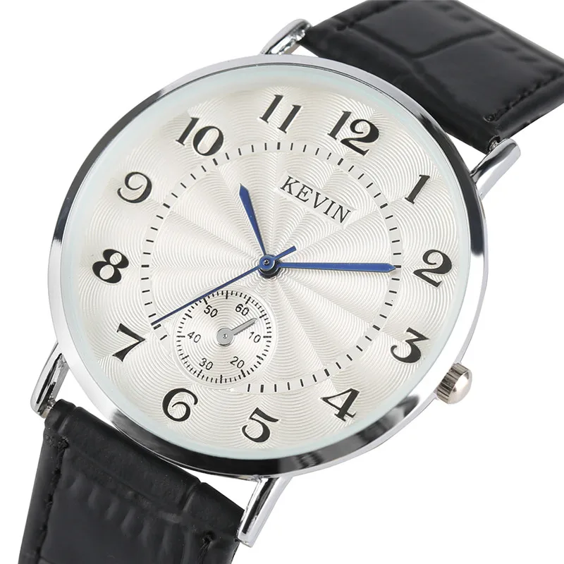 

KEVIN Simple Watches Women and Men Quartz Watch Modern Thin Light Wristwatches Soft Leather Strap Man's Woman's Clocks Hours