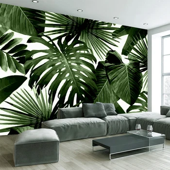 

Custom Photo Wallpaper Retro Tropical Rain Forest Palm Banana Leaves 3D Wall Mural Cafe Restaurant Theme Hotel Backdrop Frescoes