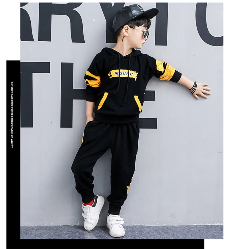 Spring Autumn Kids Clothes Boys 3 4 5 6 7 8 9 10 11 12 Years Boys Clothing Set Sports Suit Boys Hooded Jacket And Pants