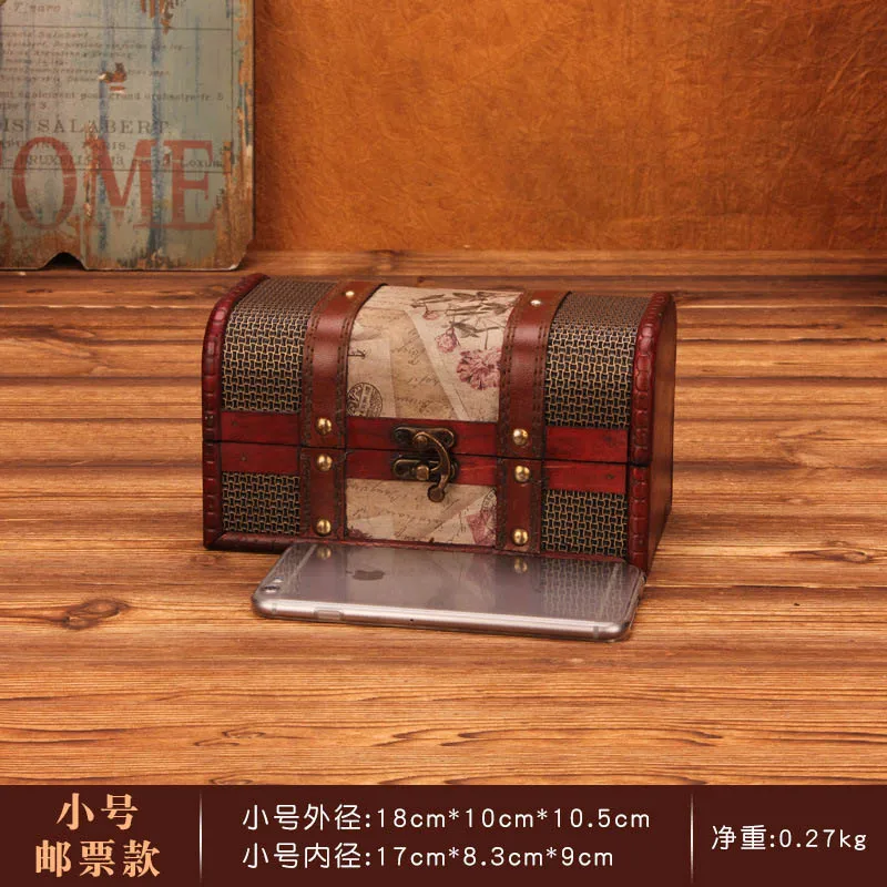 Классическая деревянная коробка Европейская ретро креативная коробка для хранения антикварное сокровище украшение в виде сундука домашнее винтажное украшение для дома подарок - Цвет: B small