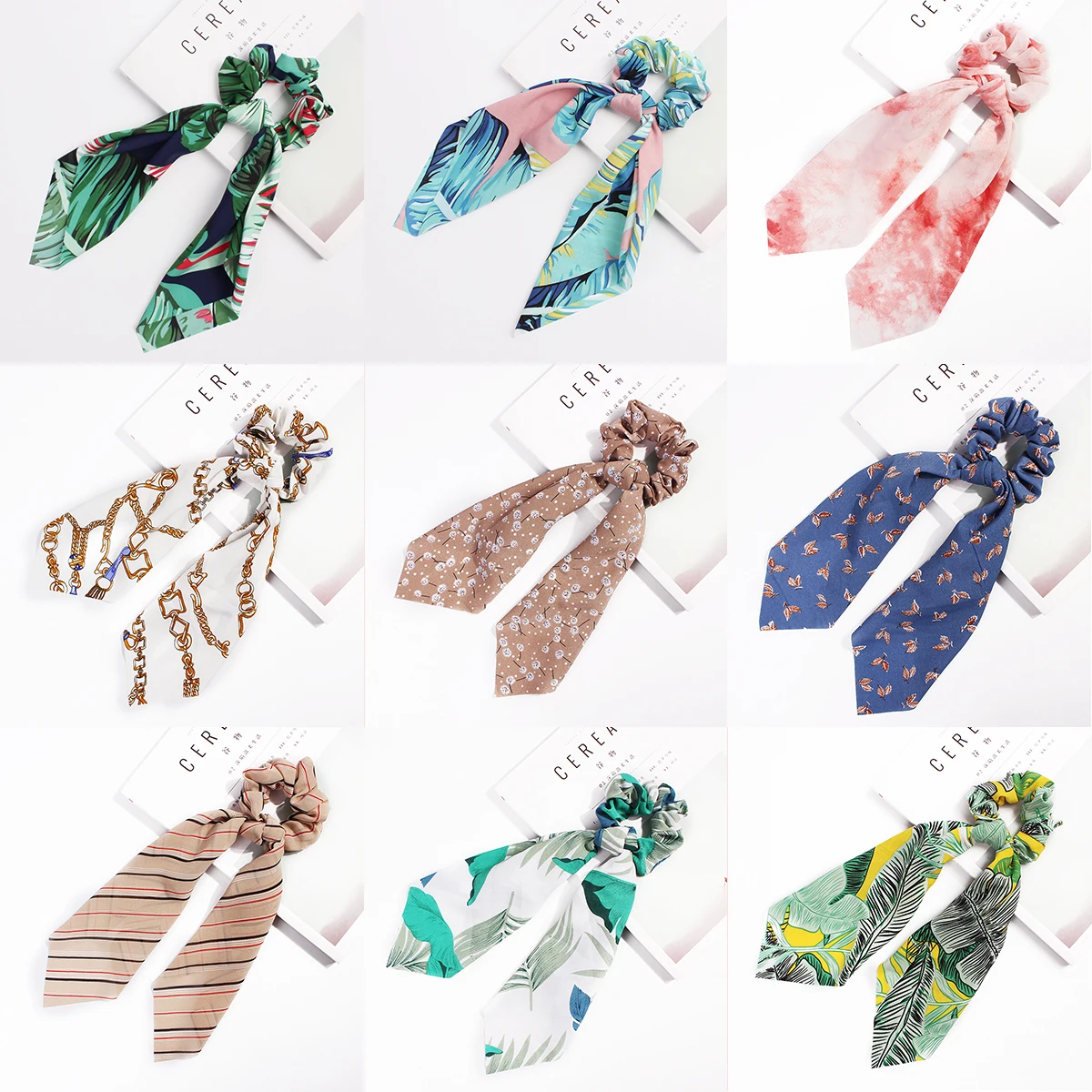 

2019 New Fashion Hair Scrunchies Women Summer Hair Bands Hair Holder Streamers Girls Elastic Hair Scarf Ponytail Accessories