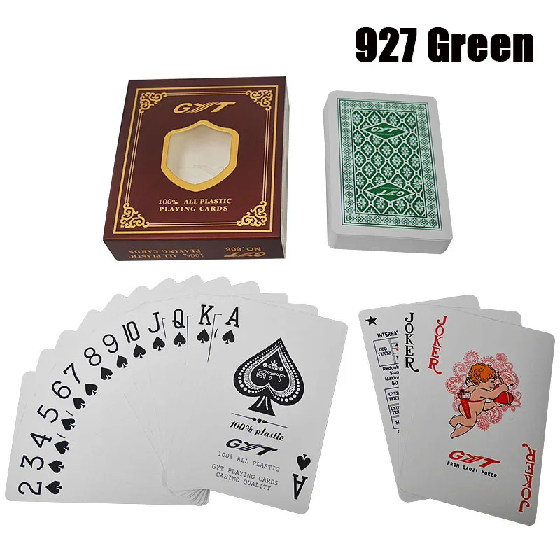 2 шт. GYT Пластик покер Карточные игры двусторонний скраб Casino карты мост 3.46x2.28 дюйм истиранию Водонепроницаемый - Цвет: 927 green