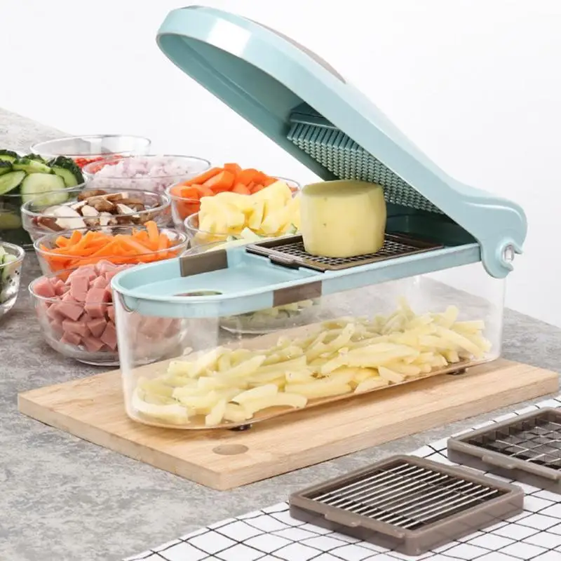 

Multifunction Vegetable Slicer with 8 Dicing Blades Manual Potato Peeler Carrot Grater Dicer Kitchen Tools Vegetable Cutter