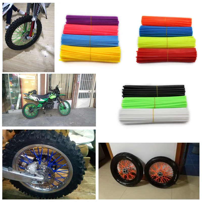 72pcs Motorcycle Wheel Rim Spoke Skins Covers Wrap Tubes Moto Decorate