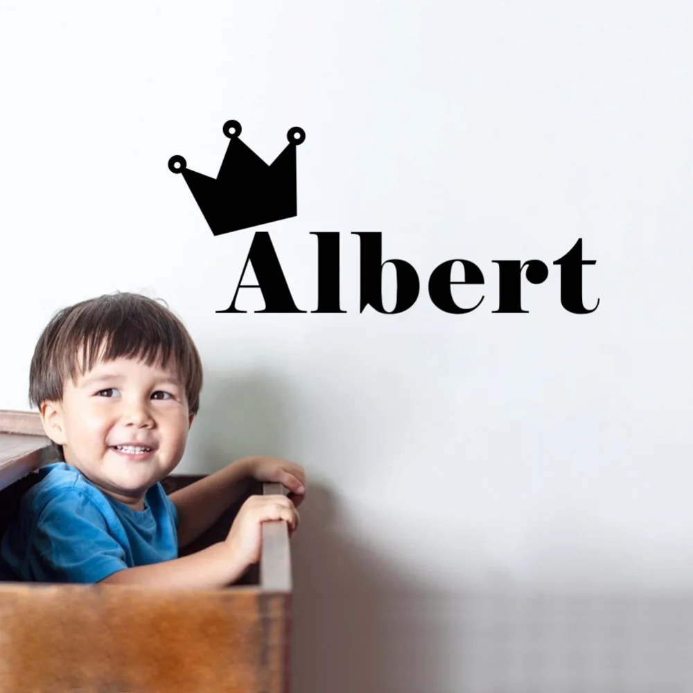 Creative Crown Customize Any Kids Name wall stickers Personalized Babys