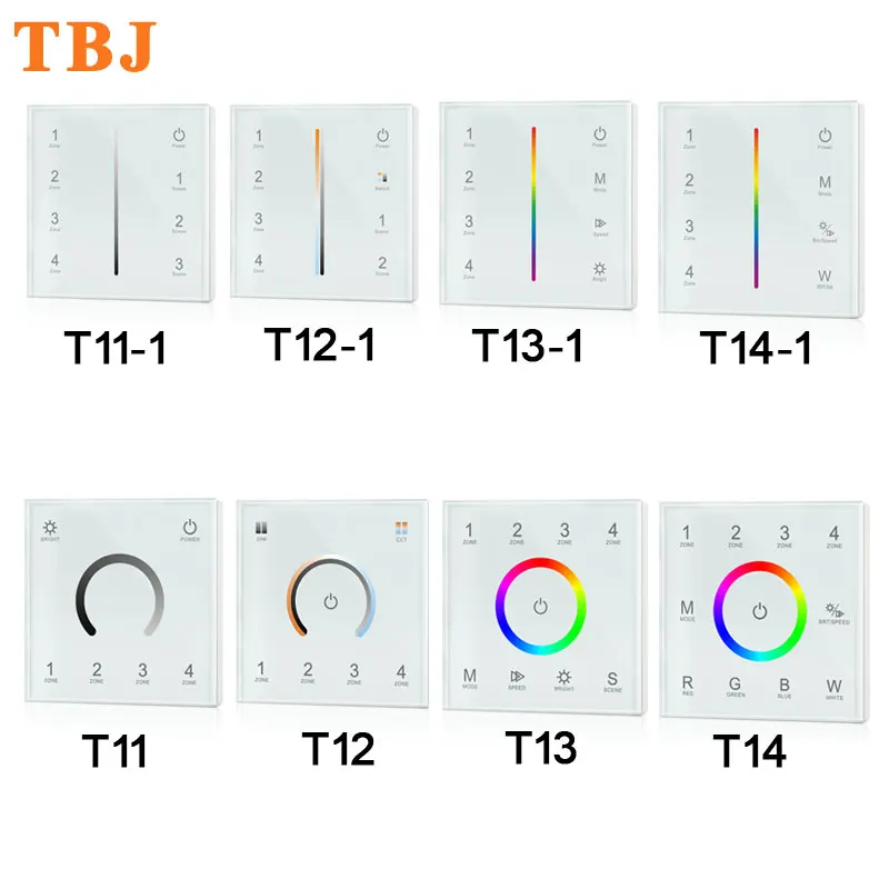 

Wall mounted DMX512 controller Touch Panel 4 Zone single color / Dual Color / RGB / RGBW DMX512 Master dimmer AC85-265V