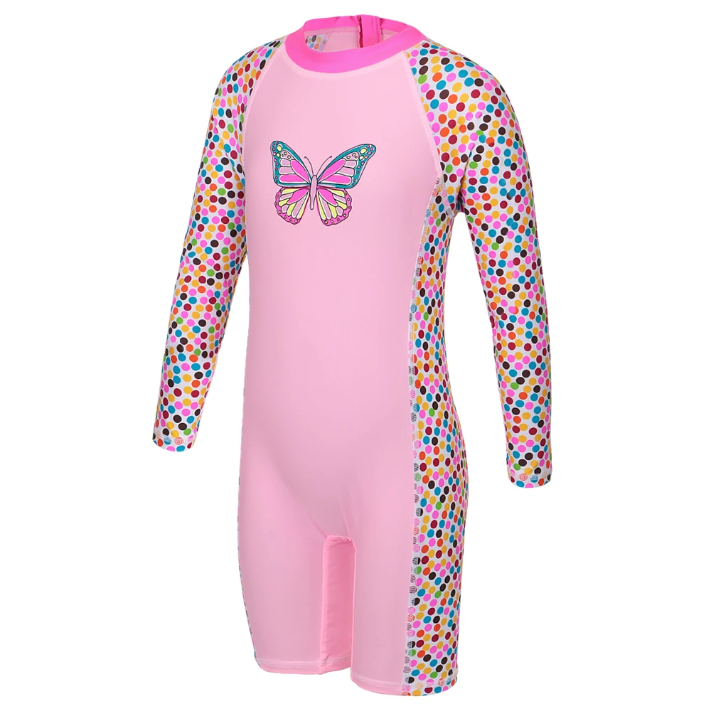 Girls Rash Guard Kids Long Sleeve One Piece Swimsuit Sun Protection