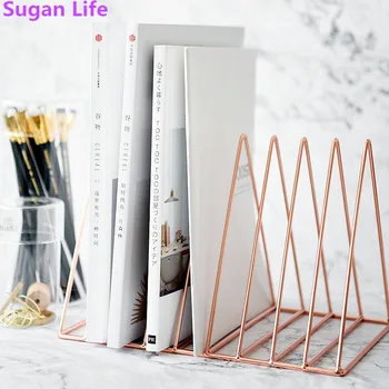 

Sugan Life Nordic triangle simple wrought iron shelves desktop storage rack shelf file magazine storage box office rack jewelry