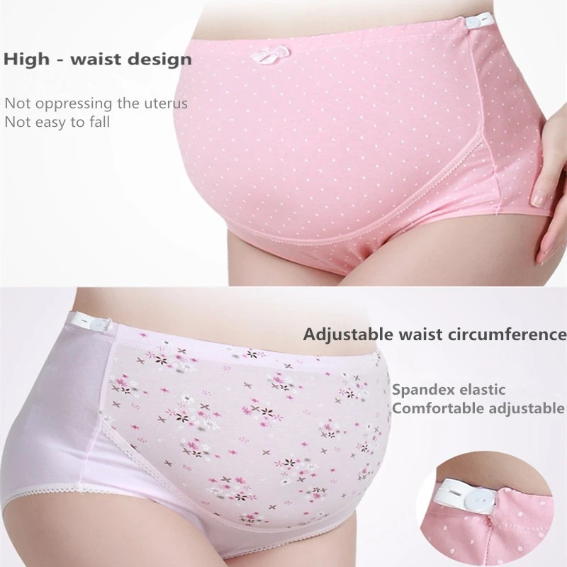 4 Cotton Pregnant Panties High Waist Maternity Underwear Pants Lady Women Adjustable Underpants Pregnancy Belly Support Panties