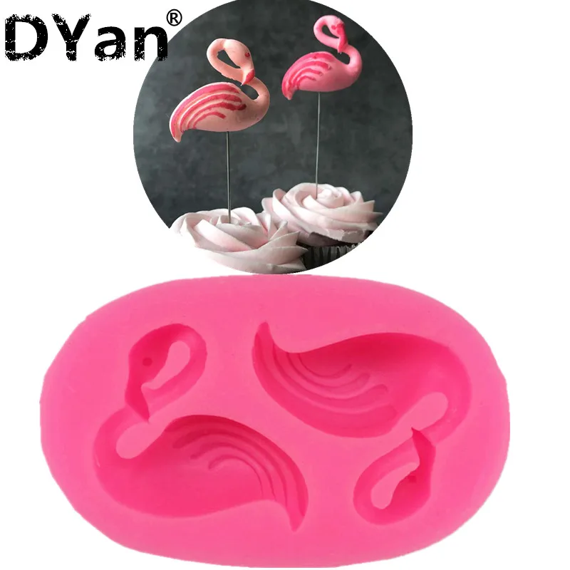Free Shipping 1PCS 3D Flamingo Shape Silicone Mold Candy Clay Molds Cookie Cupcake Chocolate Baking Fondant Cake Tools A1462 | Дом и сад
