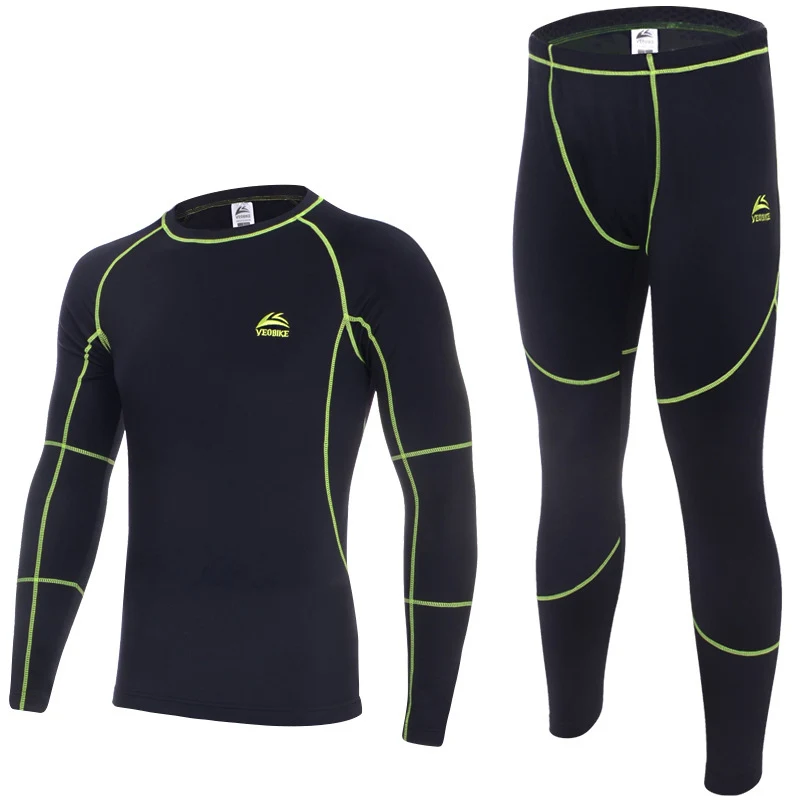 

VEOBIKE Men's Autumn and Winter Fleece Thermal Underwear Outdoor Sports Cycling Bese Layer Clothing Set Free Shipping