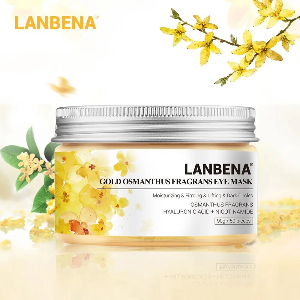 

LANBENA 50 Patches Gold Osmanthus Eye Mask Collagen Gel Eye Patch Dark Circles Anti Wrinkle Anti Aging Eyes Skin Care Serum