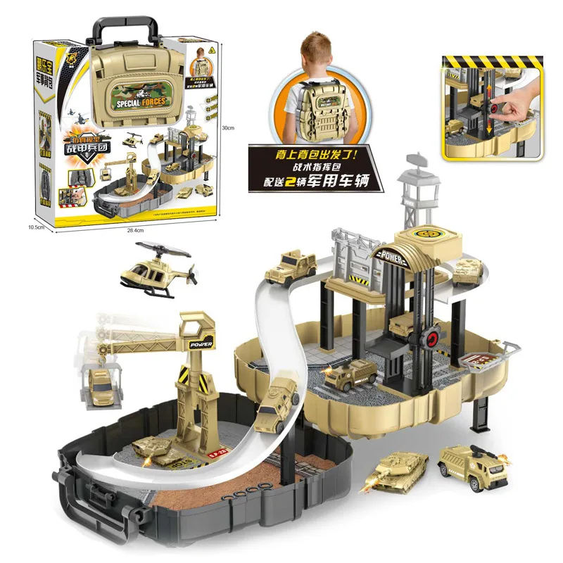 

Children's Backpack Receives Intellectual Assembled Railway Vehicle Model Parking Lot Engineering Vehicle Track Children's Toys
