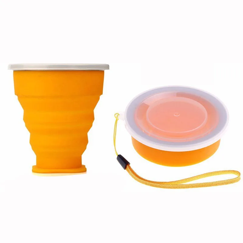 Мода путешествия силиконовые выдвижной складной стакан открытый телескопическая складная чашки H1 - Цвет: Оранжевый
