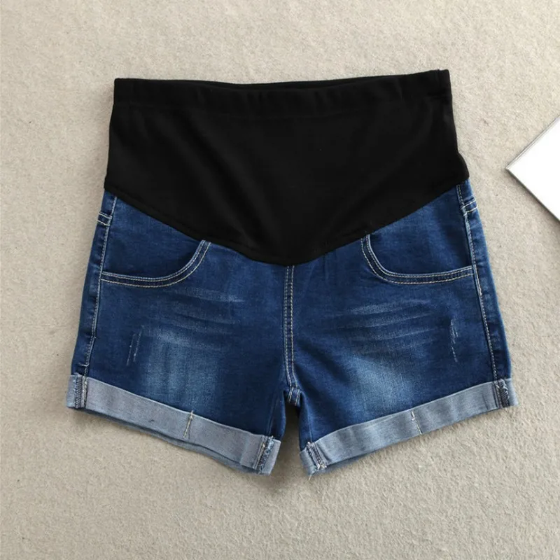 

Jeans Maternity Denim Short Summer Shorts For Pregnant Women Gravidas Clothing Elastic Abdominal Blue Pregnancy Pants Fashion