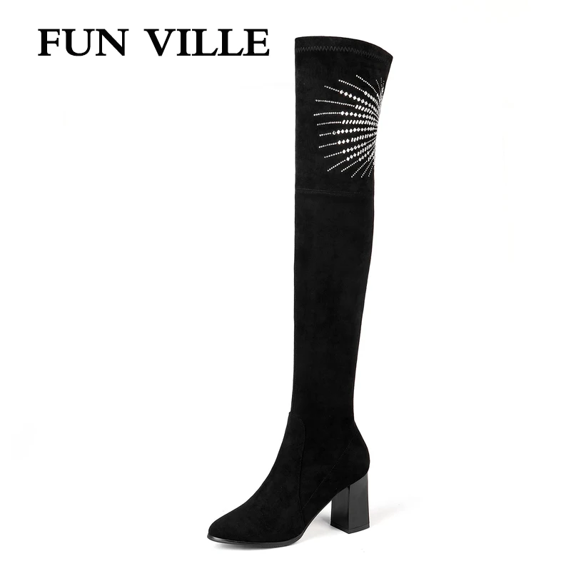 FUN VILLE/Новинка 2018 года стильные высококачественные эластичные Замшевые женские