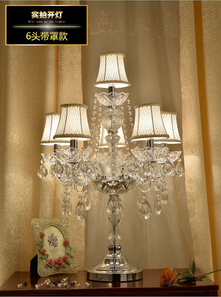 Европейский стиль светодиодный настольная лампа из хрусталя декоративные домашние освещения роскошные лампы в виде свечей спальня на