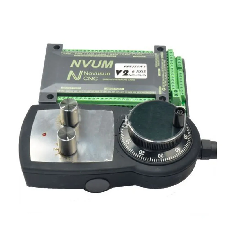 

200KHZ 6 Axis NVEM CNC Controller Ethernet Mach3 Motion Control Card with 6 Axis Handwheel MPG Pendant Manual Pulse Generator