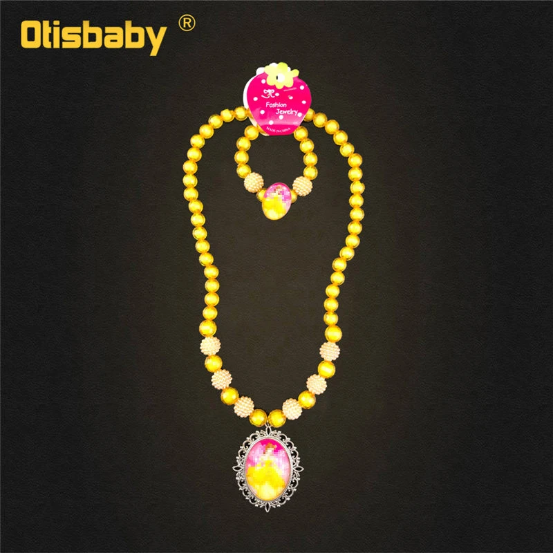Belle Necklace Нарядное платье принцессы для девочек Белоснежка детское бальное платье для дня рождения на подтяжках, хлопковый костюм Ариэль для малышей - Цвет: Belle Necklace